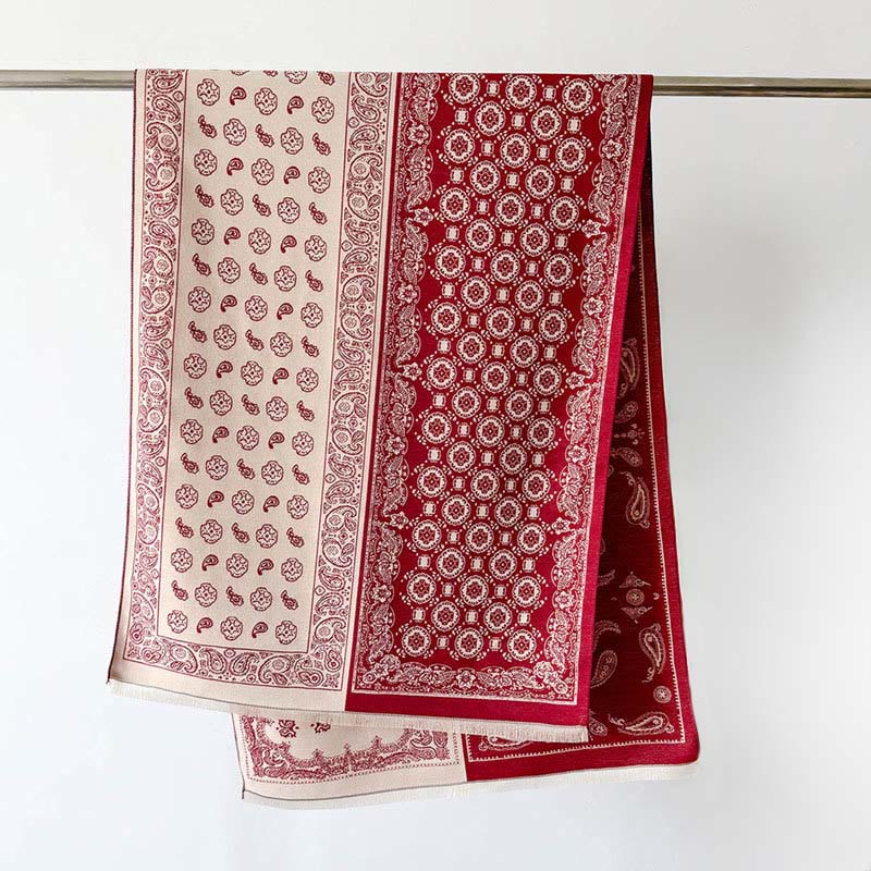 Buddha Stones Ethnic Paisley Geometry Patchwork Pattern Tassels Soft Thermal Thick Scarf Shawl - image 1