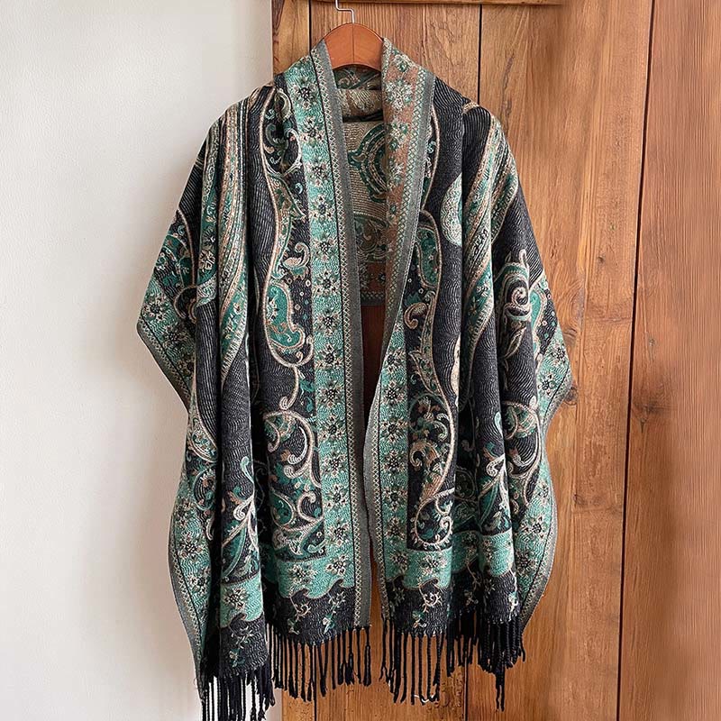 Buddha Stones Winter Commute Thermal Paisley Floral Pattern Tassel Cozy Scarf Shawl - image 6