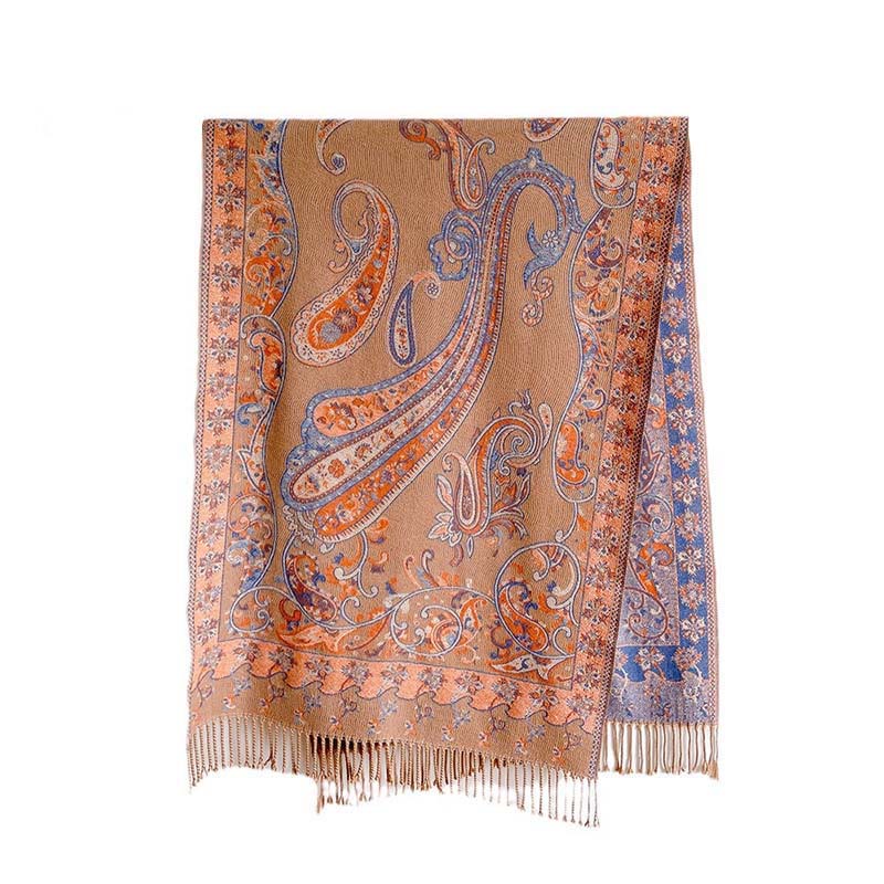 Buddha Stones Winter Commute Thermal Paisley Floral Pattern Tassel Cozy Scarf Shawl - image 16