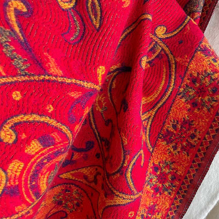 Buddha Stones Winter Commute Thermal Paisley Floral Pattern Tassel Cozy Scarf Shawl - image 11