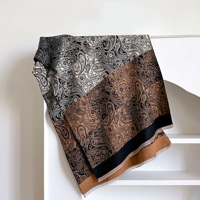 Buddha Stones Winter Thermal Color Matching Paisley Vines Pattern Tassel Cozy Scarf Shawl - image 1