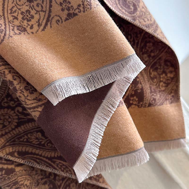 Buddha Stones Winter Thermal Color Matching Paisley Vines Pattern Tassel Cozy Scarf Shawl - image 6