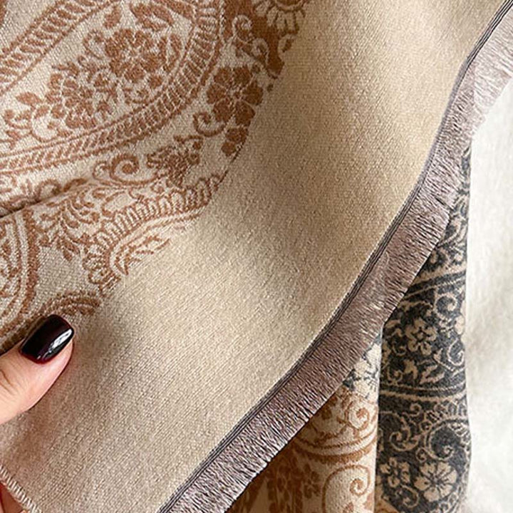 Buddha Stones Winter Thermal Color Matching Paisley Vines Pattern Tassel Cozy Scarf Shawl - image 10