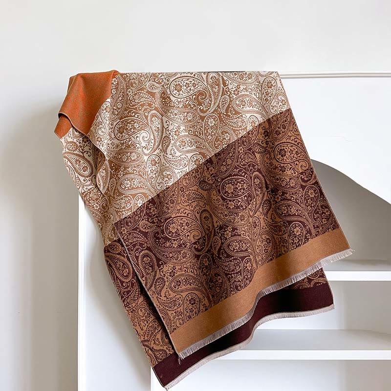 Buddha Stones Winter Thermal Color Matching Paisley Vines Pattern Tassel Cozy Scarf Shawl - Peru - 185*65cm - image 4
