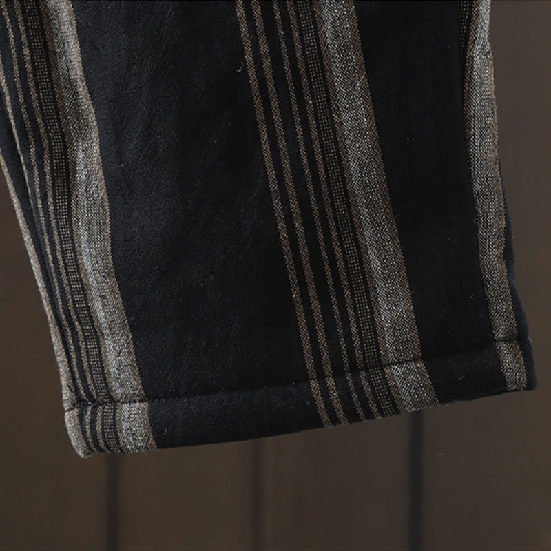 Buddha Stones Commute Thermal Striped Cotton Women's Harem Pants With Pockets - image 13