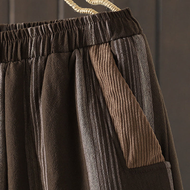 Buddha Stones Commute Thermal Striped Cotton Corduroy Women's Harem Padded Pants With Pockets - image 4