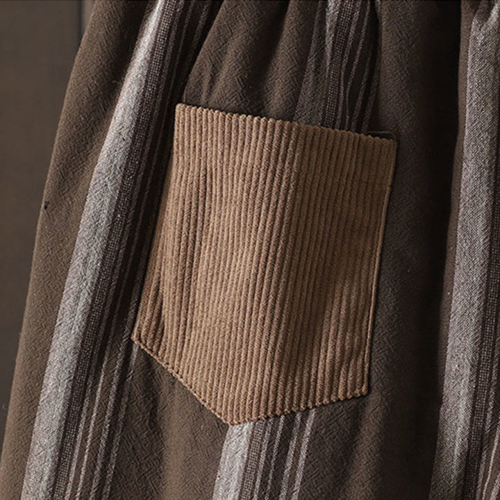 Buddha Stones Commute Thermal Striped Cotton Corduroy Women's Harem Padded Pants With Pockets - image 5