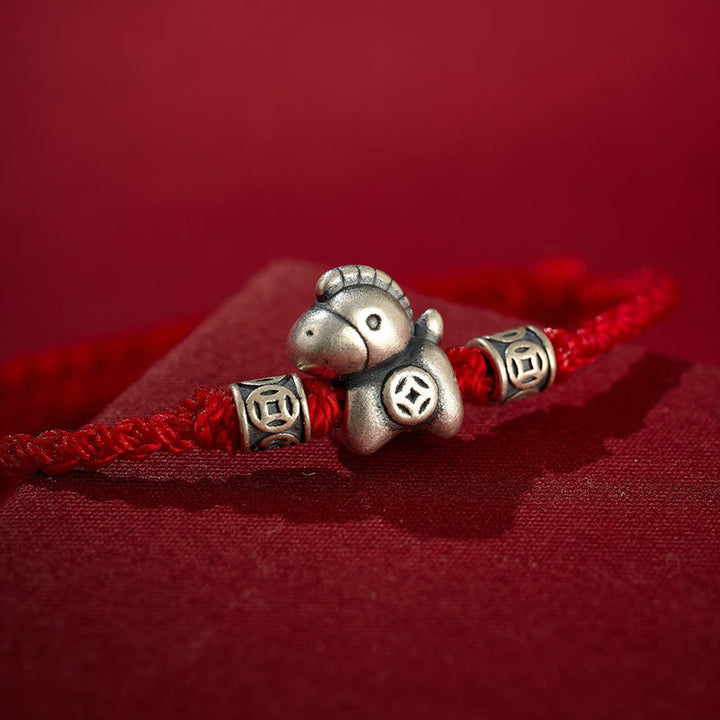 Buddha Stones Year of the Horse 999 Sterling Silver String Braided Protection Bracelet - image 3