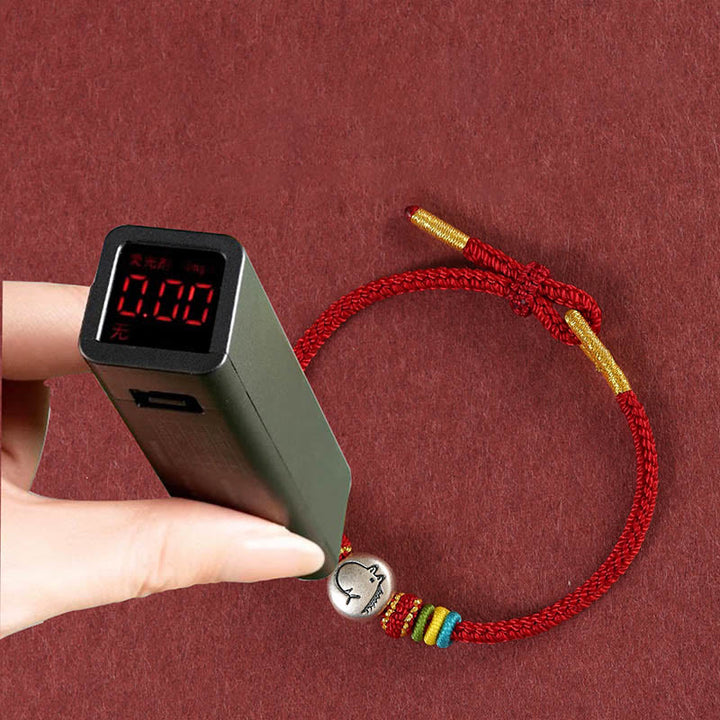 Buddha Stones Year of the Horse 999 Sterling Silver Red String Braided Faith Bracelet - image 4