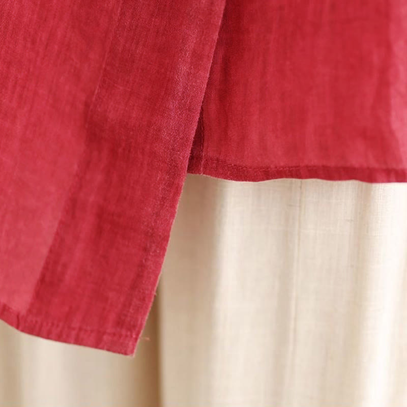 Buddha Stones Irregular Design Buttons Long Sleeve Women's Cotton Shirt - image 11