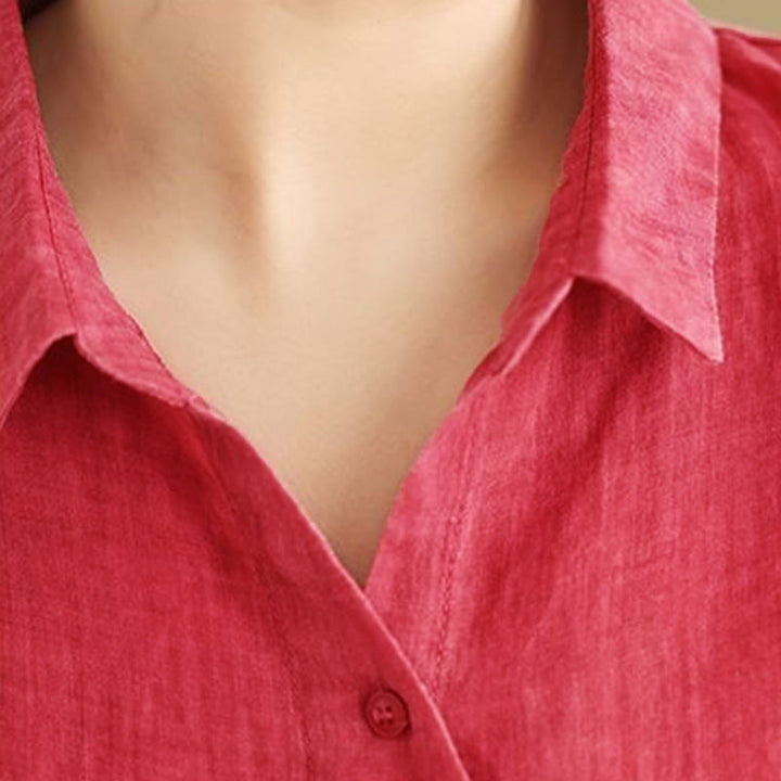 Buddha Stones Irregular Design Buttons Long Sleeve Women's Cotton Shirt - image 8