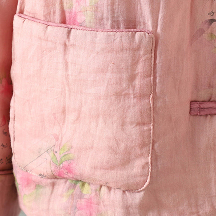 Buddha Stones Printed Women's Long Sleeve Cotton-padded Jacket With Pockets - image 8