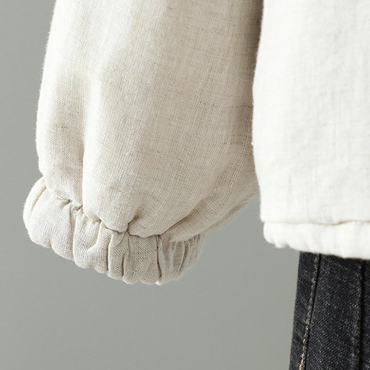 Buddha Stones Casual Buttons Women's Long Sleeve Cotton Jacket With Pockets - image 6