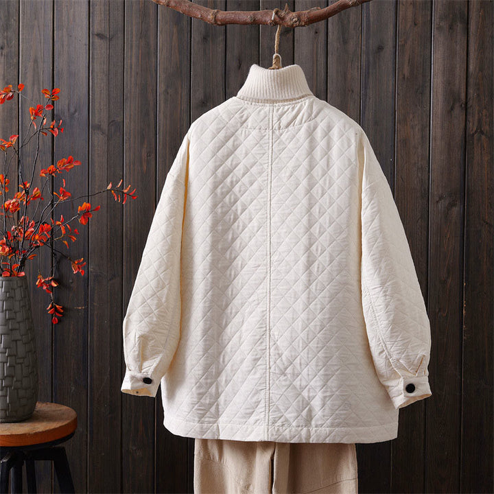 Buddha Stones Casual Solid Color Women's Long Sleeve Cotton Jacket With Pockets - image 3