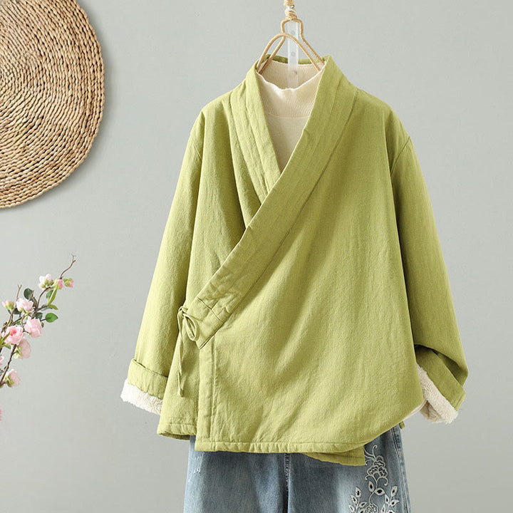 Buddha Stones Drawstring Zen Meditation Women's Long Sleeve Jacket - YellowGreen - US8-10，UK/AU12-14，EU40-42 (2XL) - image 0
