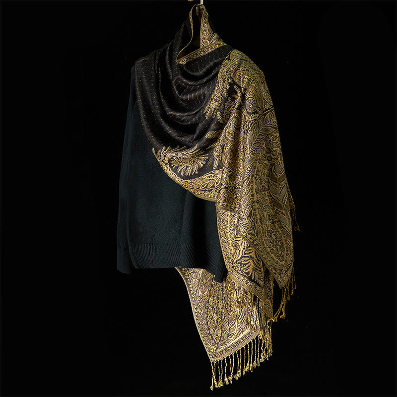 Buddha Stones Spring Long Leaves Flowers Pattern Tassel Soft Scarf Shawl - image 7