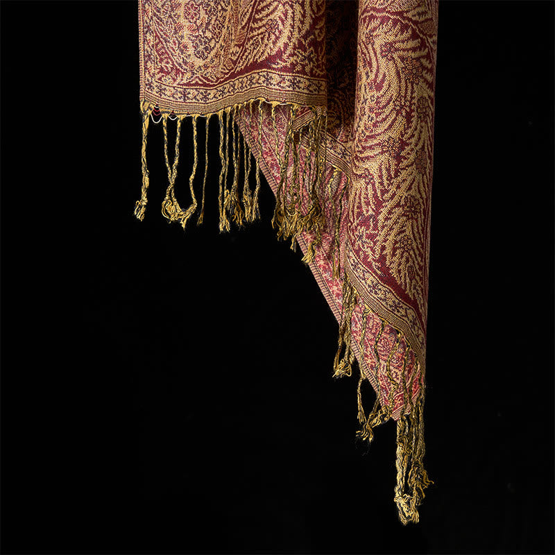 Buddha Stones Spring Long Leaves Flowers Pattern Tassel Soft Scarf Shawl - image 17