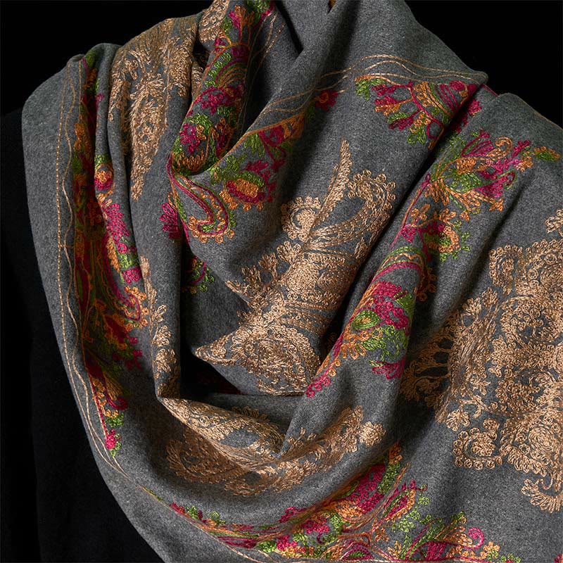 Buddha Stones Winter Colorful Vines Flowers Pattern Tassel Cozy Scarf Shawl - image 3