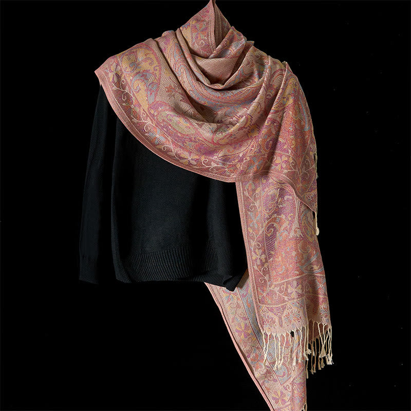 Buddha Stones Spring Cashew Flower Vines Pattern Tassel Soft Scarf Shawl - image 1