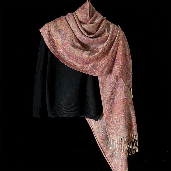 Buddha Stones Spring Cashew Flower Vines Pattern Tassel Soft Scarf Shawl - image 1