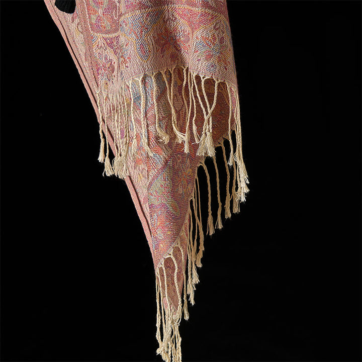 Buddha Stones Spring Cashew Flower Vines Pattern Tassel Soft Scarf Shawl - image 5