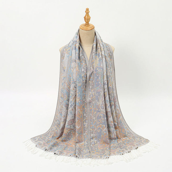 Buddha Stones Spring Cashew Flower Vines Pattern Tassel Soft Scarf Shawl - image 7