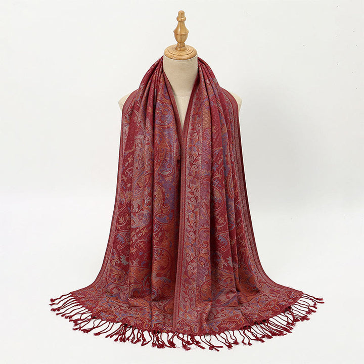 Buddha Stones Spring Cashew Flower Vines Pattern Tassel Soft Scarf Shawl - image 11
