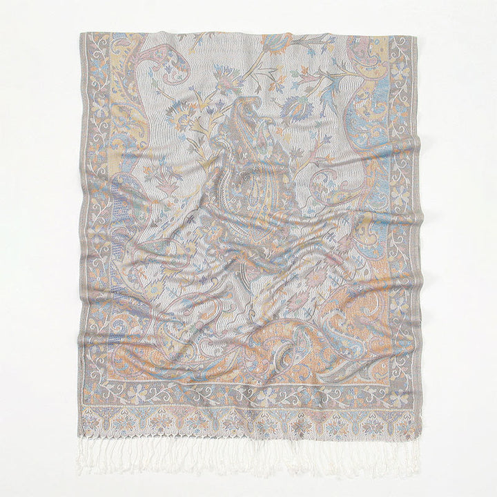 Buddha Stones Spring Cashew Flower Vines Pattern Tassel Soft Scarf Shawl - image 9