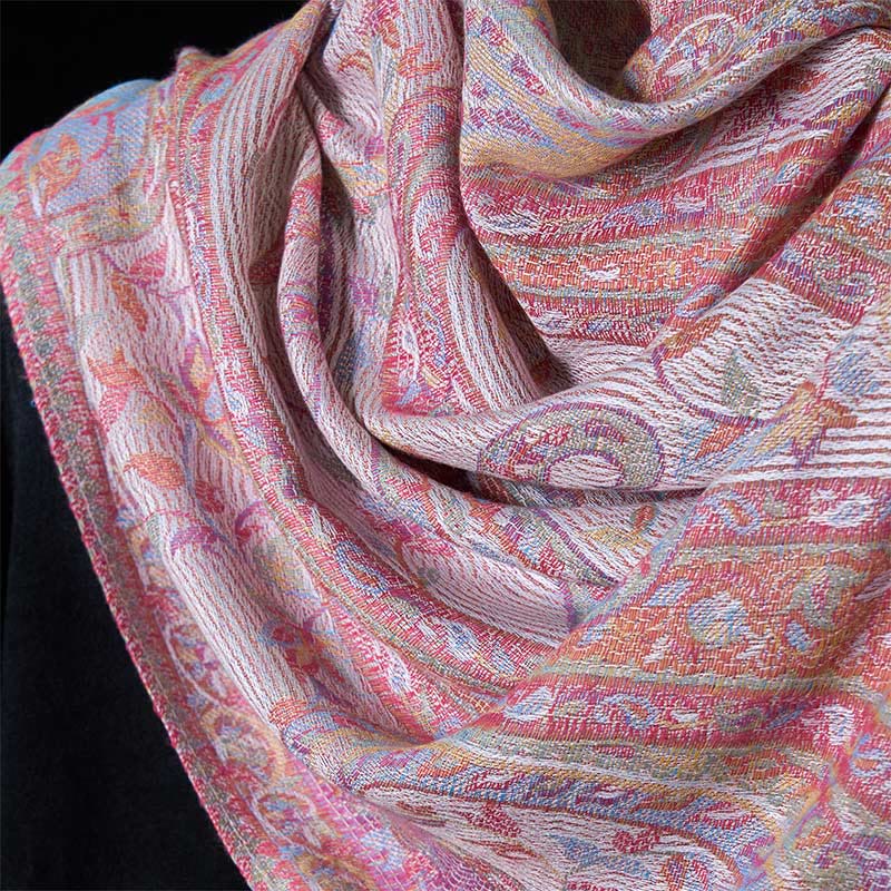 Buddha Stones Spring Cashew Flower Leaves Vines Geometric Pattern Tassel Soft Scarf Shawl - image 19