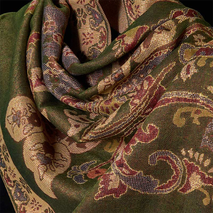 Buddha Stones Spring Cashew Flowers Circular Geometry Pattern Tassel Cozy Scarf Shawl - image 3