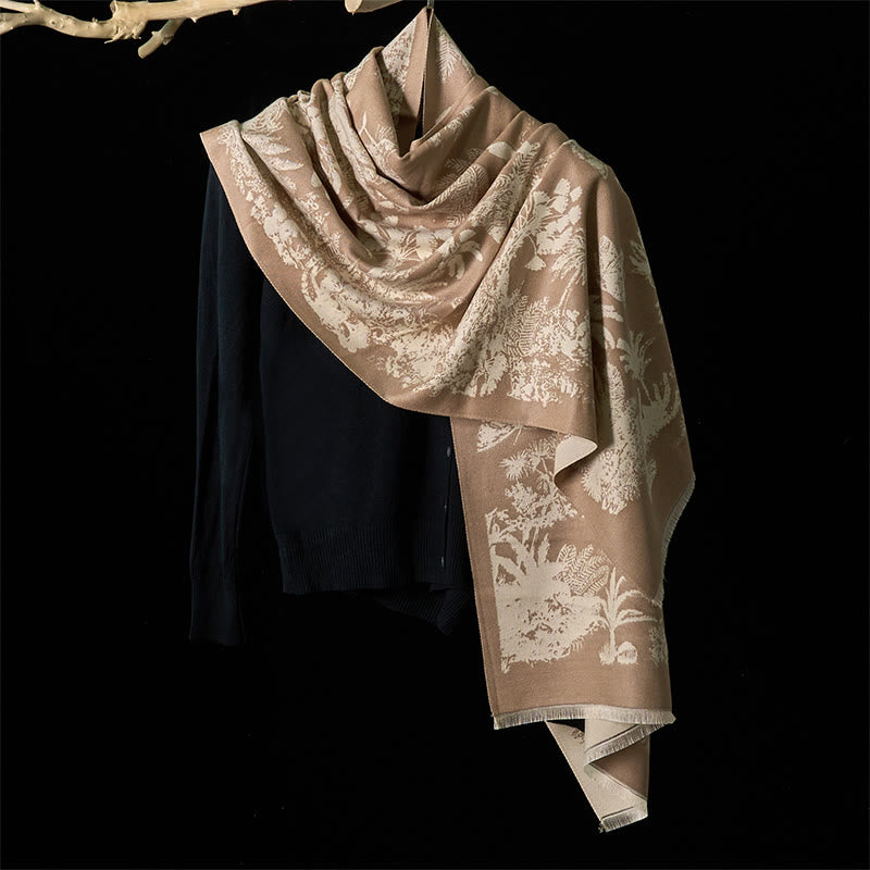 Buddha Stones Winter Coconut Tree Animals Pattern Tassel Cozy Scarf Shawl - image 1