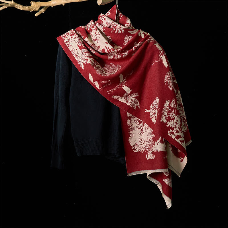 Buddha Stones Winter Coconut Tree Animals Pattern Tassel Cozy Scarf Shawl - image 13