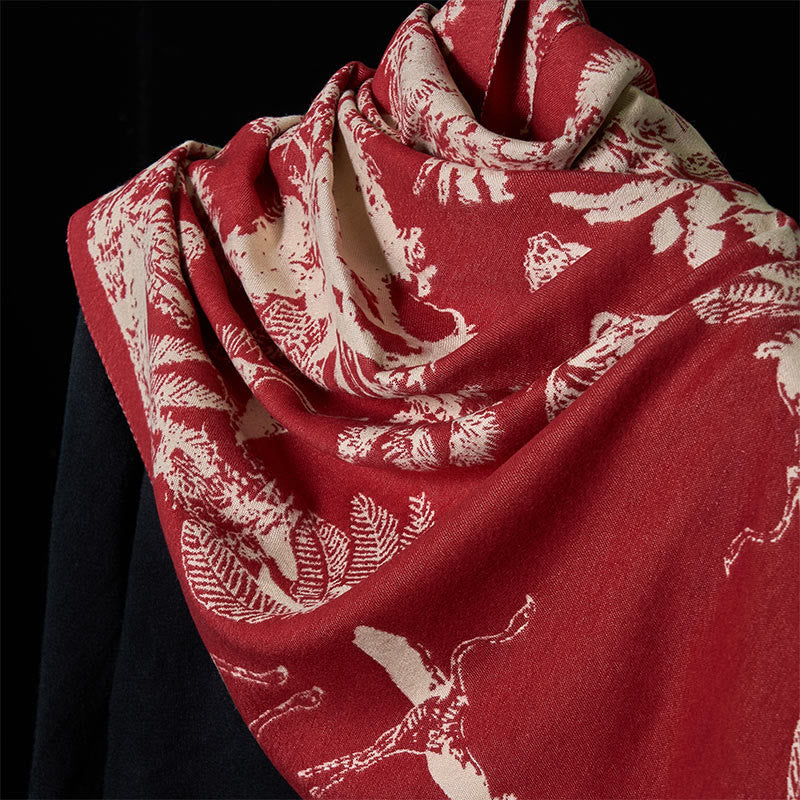 Buddha Stones Winter Coconut Tree Animals Pattern Tassel Cozy Scarf Shawl - image 15