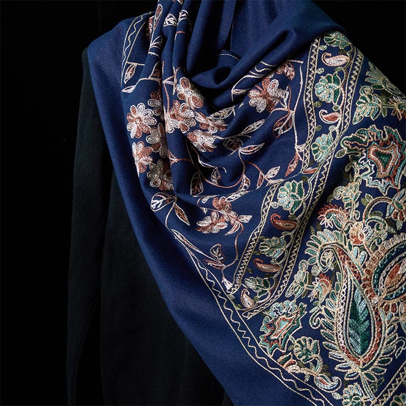 Buddha Stones Winter Brown-beige Small Flower Vine Cashew Flower Pattern Tassel Cozy Scarf Shawl - image 3