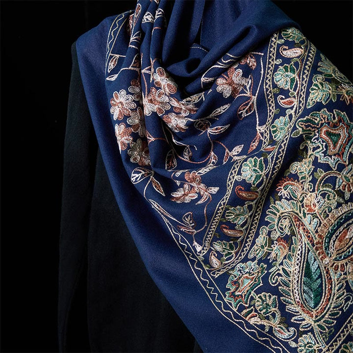 Buddha Stones Winter Brown-beige Small Flower Vine Cashew Flower Pattern Tassel Cozy Scarf Shawl - image 3