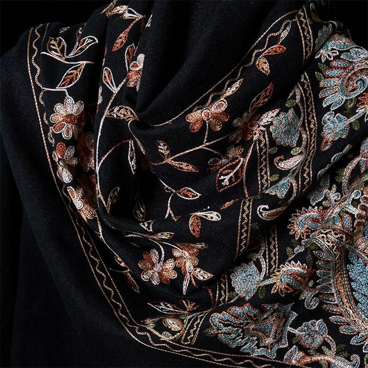 Buddha Stones Winter Brown-beige Small Flower Vine Cashew Flower Pattern Tassel Cozy Scarf Shawl - image 9