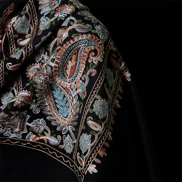 Buddha Stones Winter Brown-beige Small Flower Vine Cashew Flower Pattern Tassel Cozy Scarf Shawl - image 10