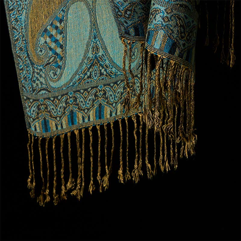 Buddha Stones Fall Cashew Flower Geometry Pattern Tassel Cozy Scarf Shawl - image 6