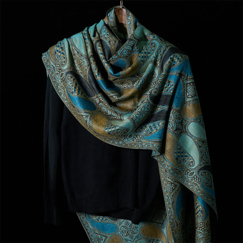 Buddha Stones Fall Cashew Flower Geometry Pattern Tassel Cozy Scarf Shawl - image 1