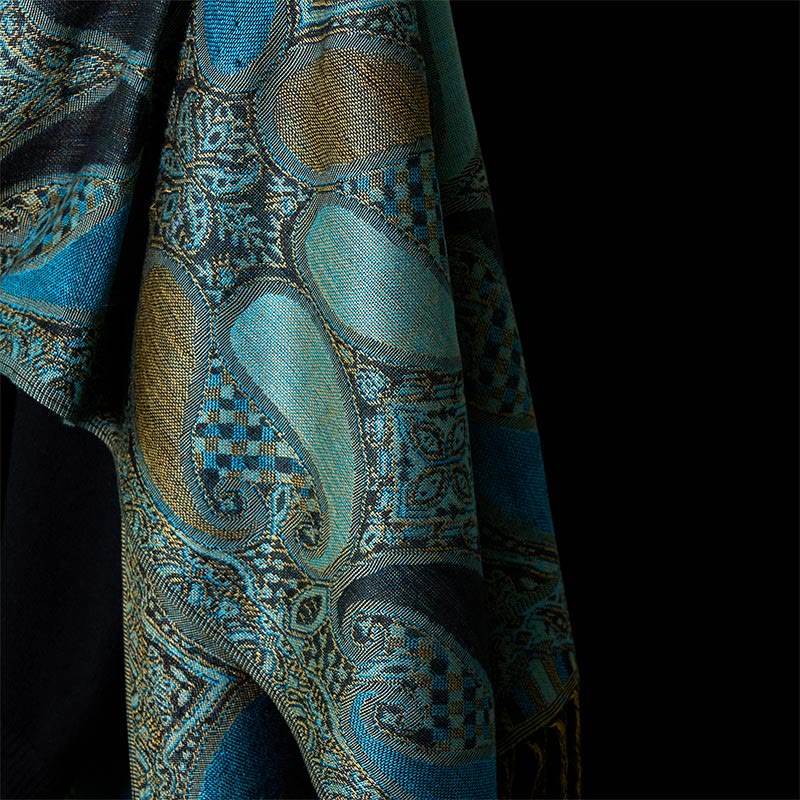 Buddha Stones Fall Cashew Flower Geometry Pattern Tassel Cozy Scarf Shawl - image 5