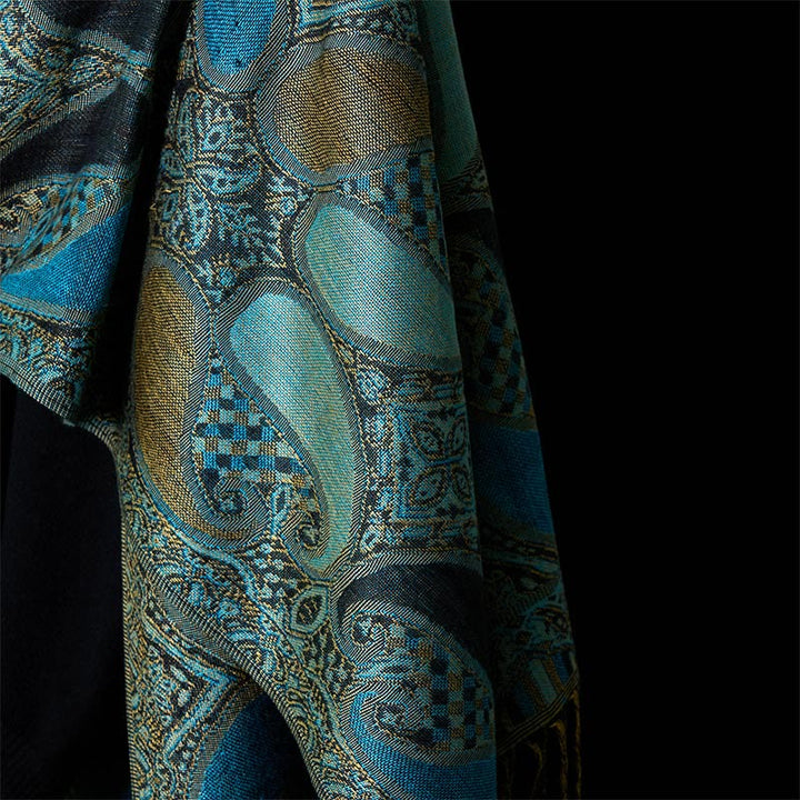 Buddha Stones Fall Cashew Flower Geometry Pattern Tassel Cozy Scarf Shawl - image 5