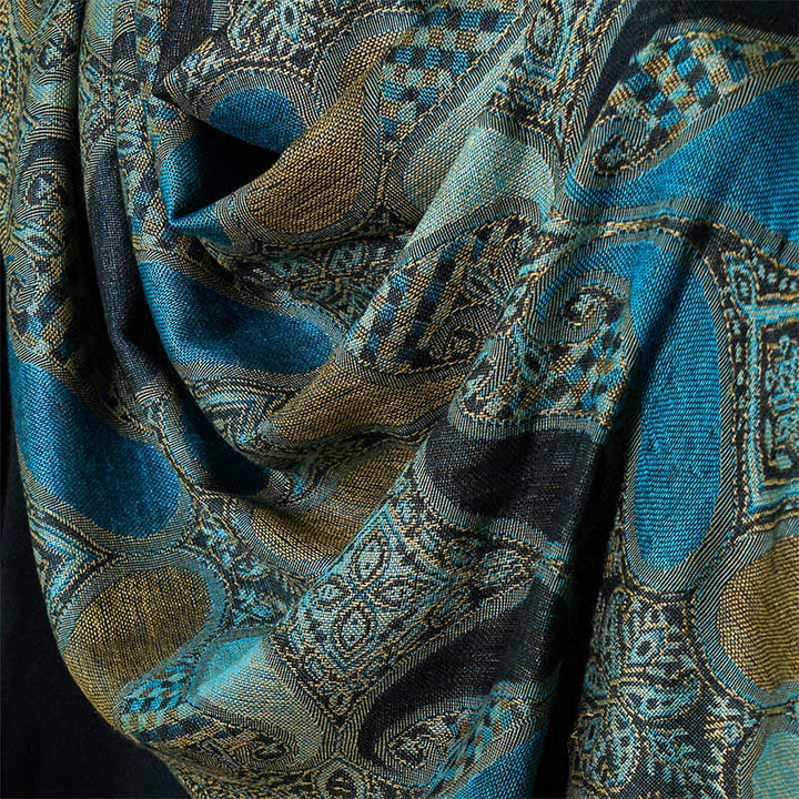 Buddha Stones Fall Cashew Flower Geometry Pattern Tassel Cozy Scarf Shawl - image 4