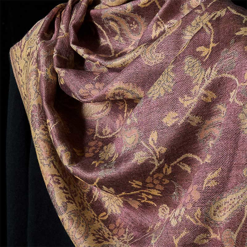 Buddha Stones Spring Pale Purple Cashew Flower Vine Pattern Tassel Soft Scarf Shawl - image 3