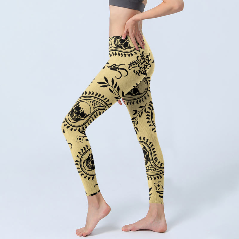 Buddha Stones Paisley Skull Design Gym Leggings Women's Yoga Pants - image 2
