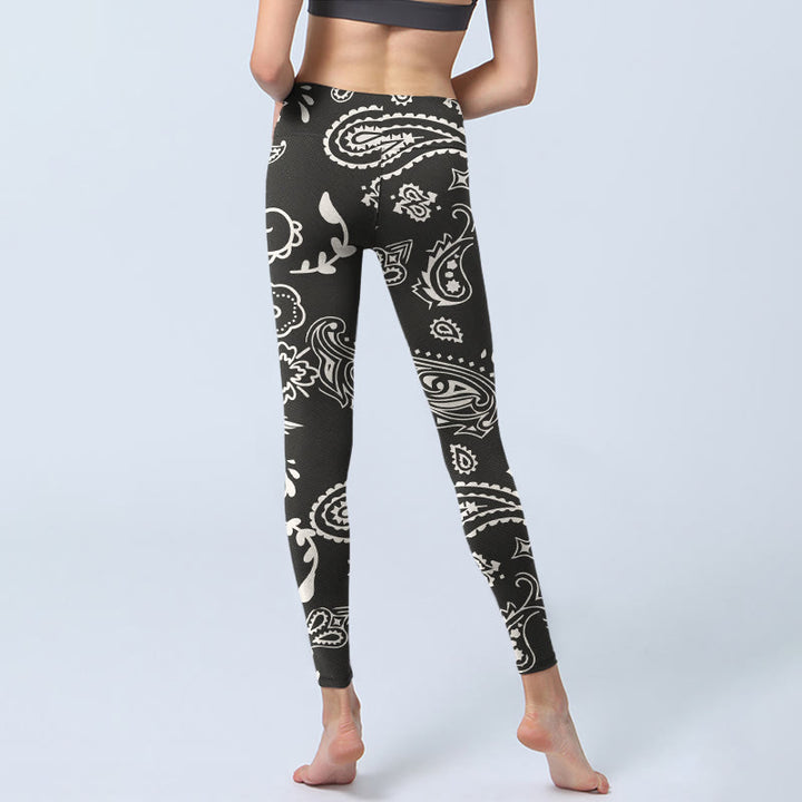 Buddha Stones Paisley Skull Wing Pattern Gym Leggings Women's Yoga Pants - image 6