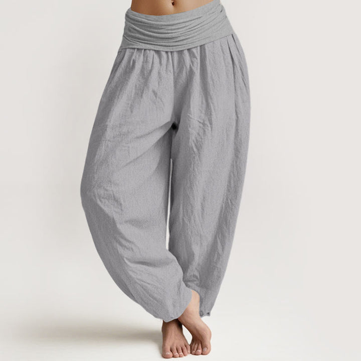 Buddha Stones Pure Cotton LightGrey Women's Elastic Waist Harem Pants - LightGrey - US22，UK/AU26，EU54 (6XL) - image 0