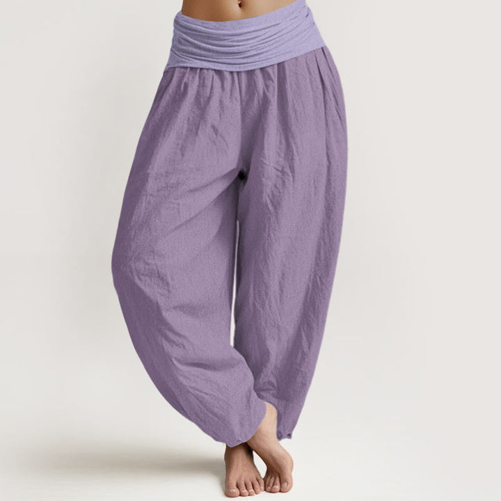 Buddha Stones Pure Cotton Plum Women's Elastic Waist Harem Pants - Plum - US22，UK/AU26，EU54 (6XL) - image 0