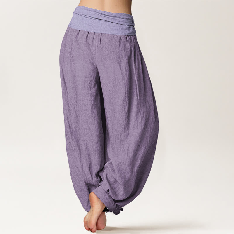 Buddha Stones Pure Cotton Plum Women's Elastic Waist Harem Pants - image 1