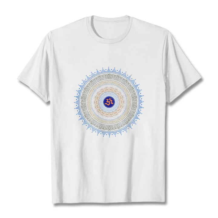 Buddha Stones Mandala Flower OM Pattern Tee T-shirt - White - 2XL - image 7