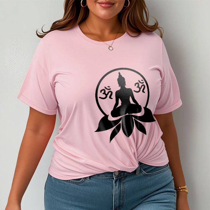 Buddha Stones OM Symbol Sanskrit Mantras Buddha Seated On Lotus Flower Design Tee T-shirt - image 16